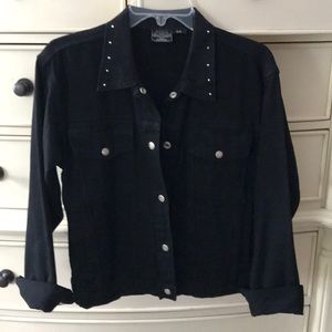 Black Denim Jacket w Bling Skull 💀 on the back